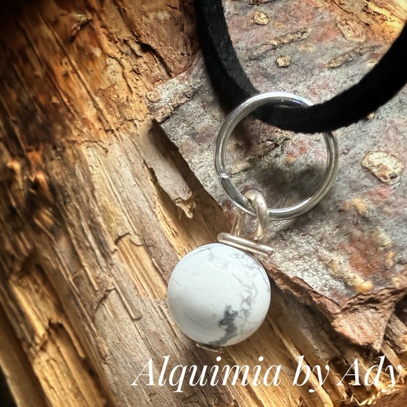 Howlite Sphere Dangle Earrings — 12mm gold Finish - Picture 5 of 6